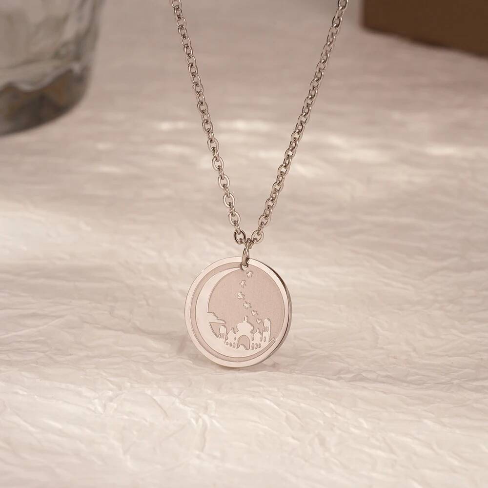 Coin Necklace Delicate - Jerusalém palácio lua moeda disco redondo