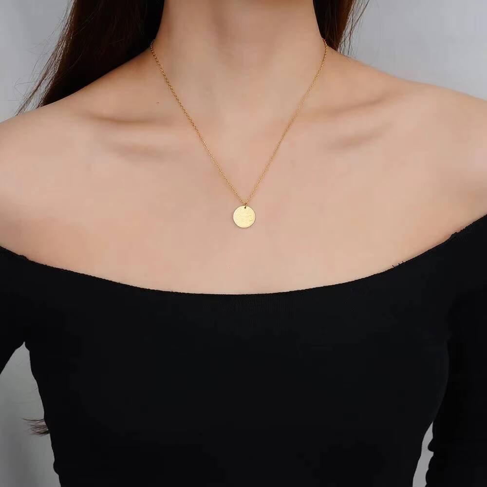 Coin Necklace Delicate - Banhado a ouro viking machado pingente