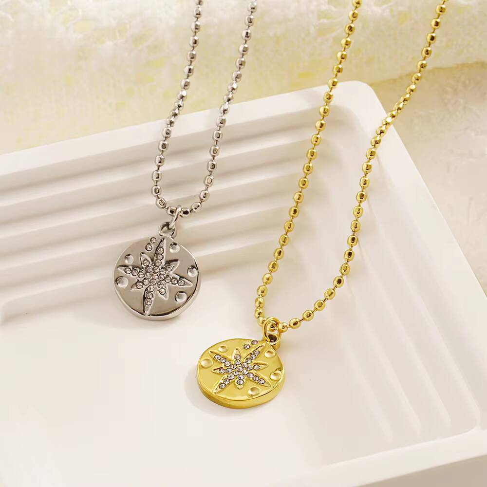 Coin Necklace Delicate - Mulheres de aço inoxidável delicada moeda