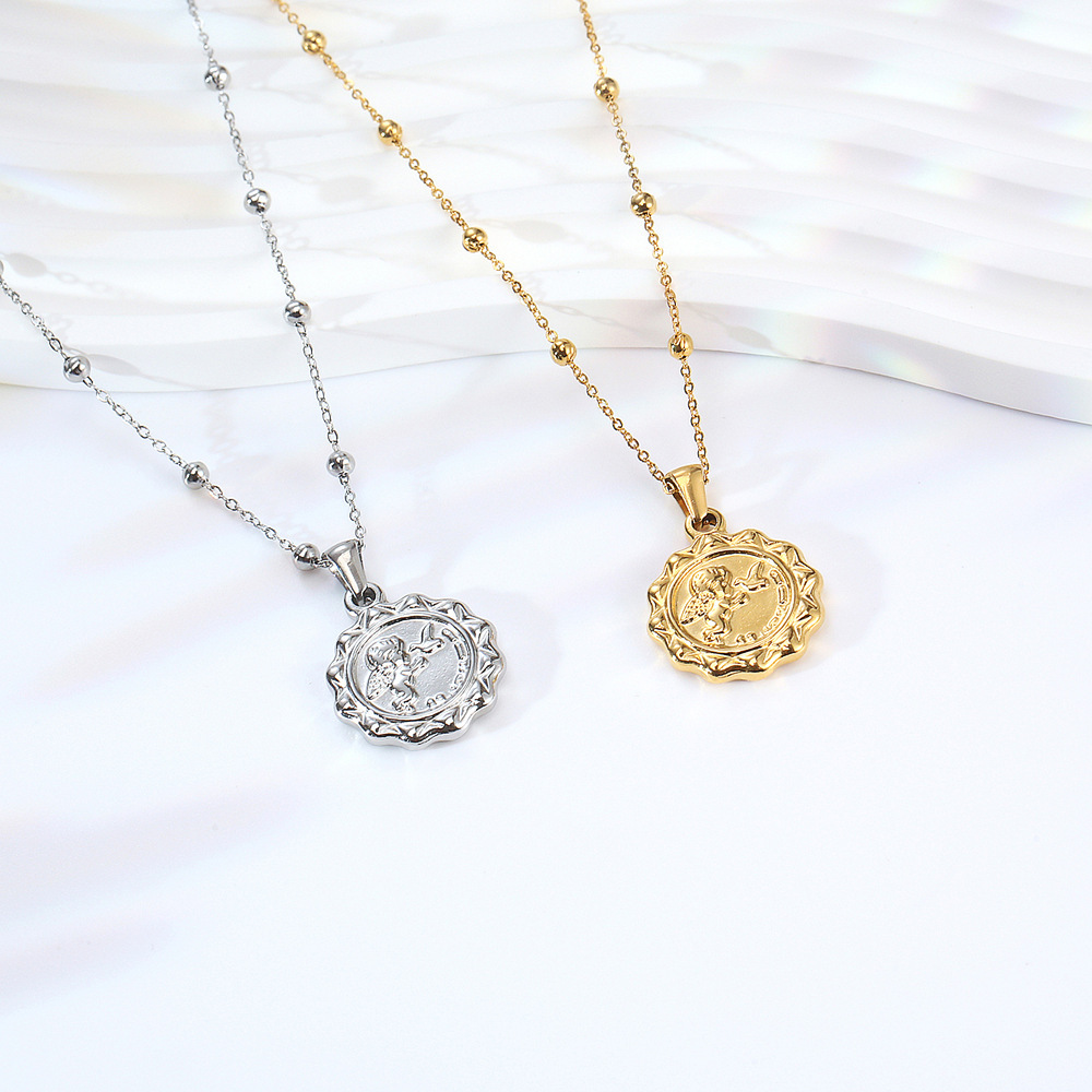 Coin Necklace Delicate - Mulheres delicadas o anjo cupido moeda