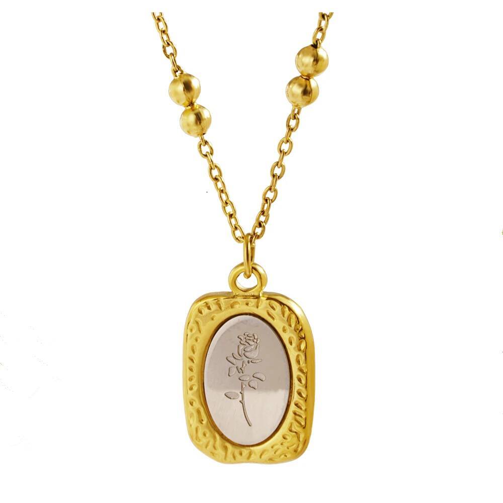 Moda de aço inoxidável rosa fl - Coin Necklace Delicate avaliação e preço