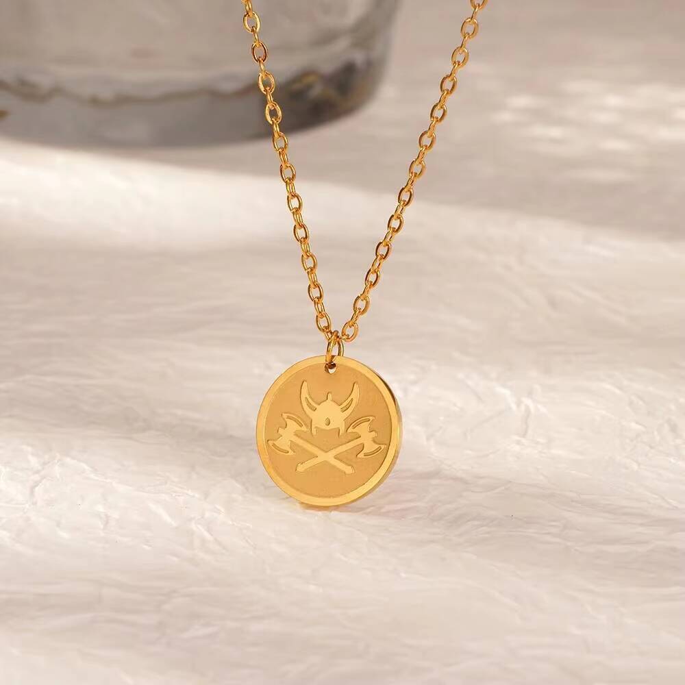 Banhado a ouro viking machado  - Coin Necklace Delicate avaliação e preço