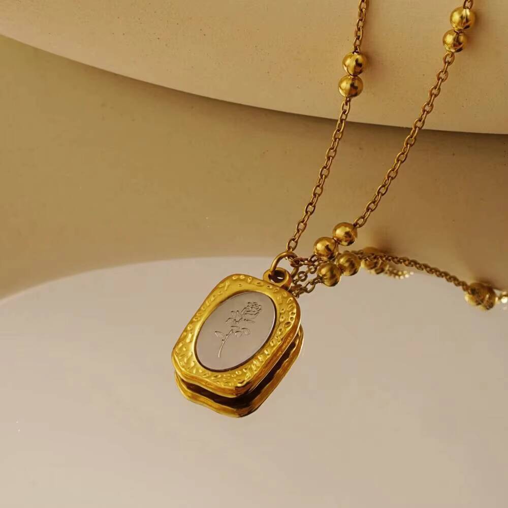 Moda de aço inoxidável rosa fl - Coin Necklace Delicate avaliação e preço